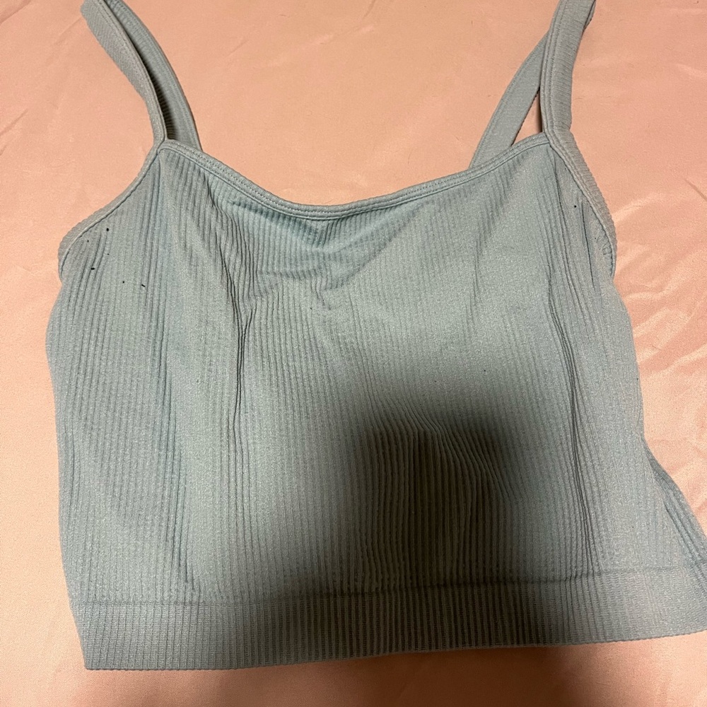 Blue ribbed tank top